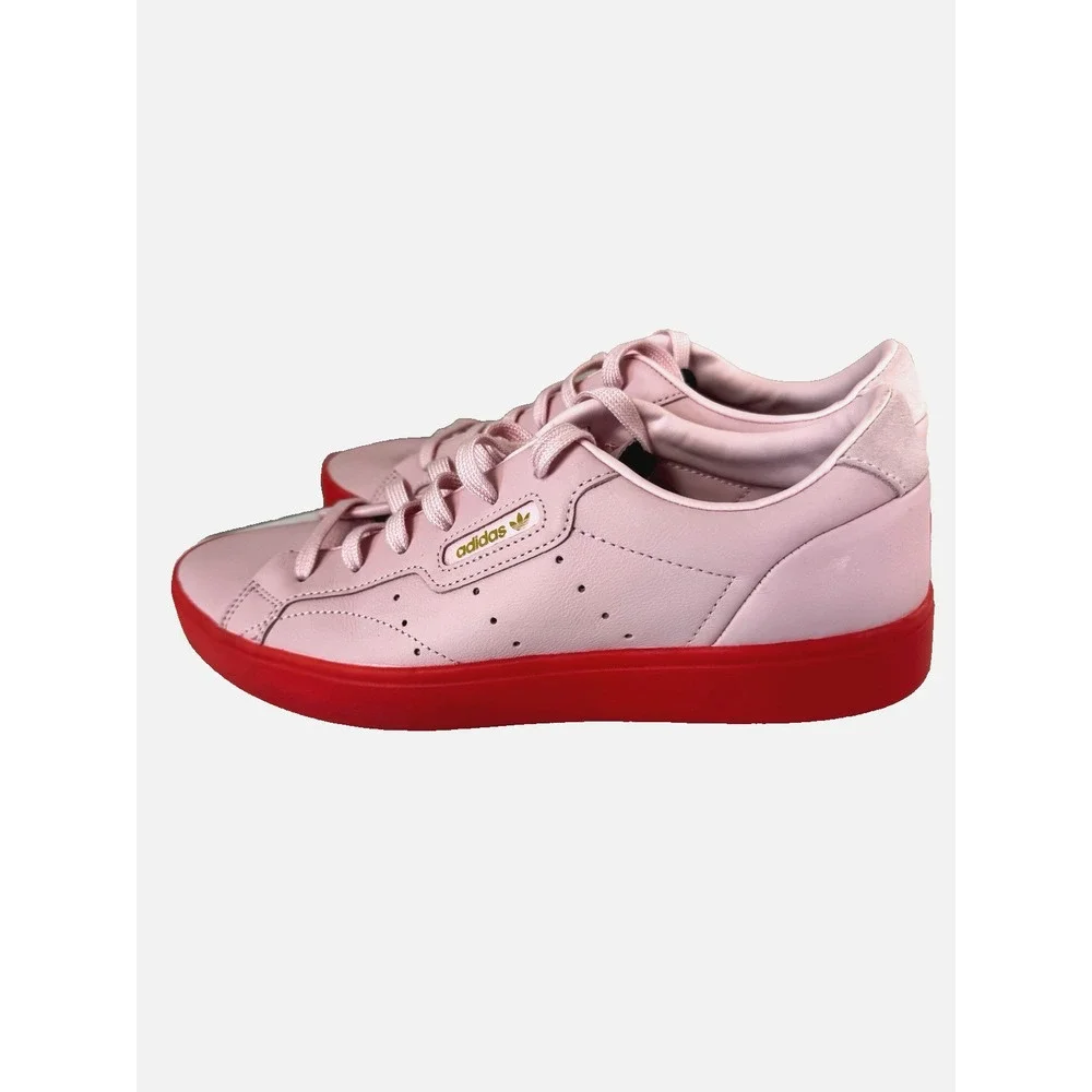 Adidas Originals Sleek Pink Neon Red Leather Sneakers 9.5 Statement Streetwear